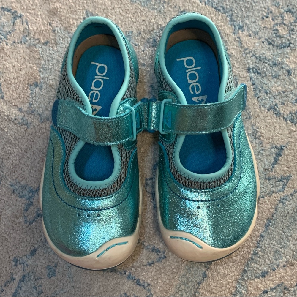 PLAE Kids' Teal and Silver Sneakers